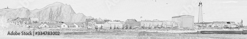 Wallpaper Mural Extract line draft from photo, A panorama view of Andenes harbor. The light house is a very important landmark in this small town.  Torontodigital.ca