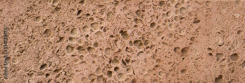 The texture of the stone from the sedimentary deposits of the Caspian Sea used for cladding buildings