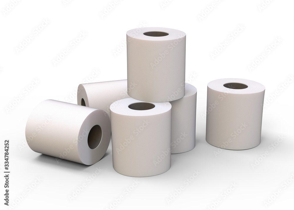 Roll of toilet paper isolated 3d rendering Roll of toilet paper isolated 3d rendering