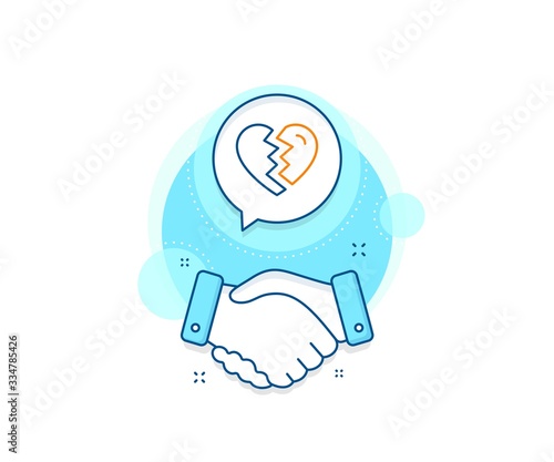 Divorce sign. Handshake deal complex icon. Break up Love line icon. Valentines day symbol. Agreement shaking hands banner. Break up sign. Vector