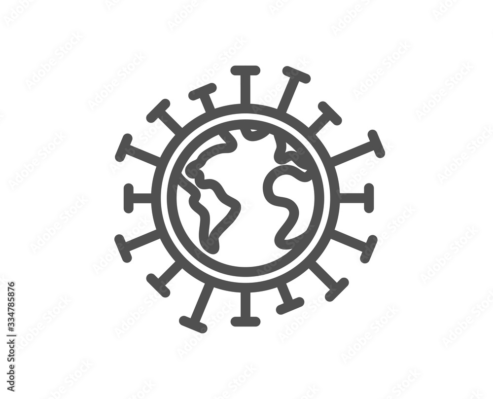 Coronavirus pandemic line icon. Covid-19 global virus sign. Corona virus symbol. Quality design element. Editable stroke. Linear style coronavirus icon. Vector