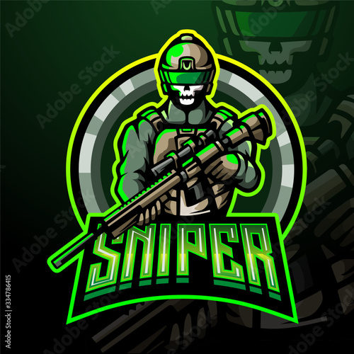 Sniper esport logo mascot design.