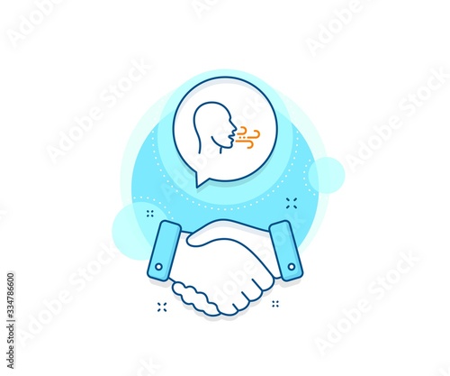 Breath difficulties sign. Handshake deal complex icon. Breathing line icon. Respiration problems symbol. Agreement shaking hands banner. Breathing exercise sign. Vector