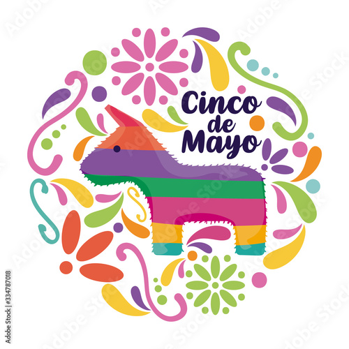 cinco de mayo card of greeting with mexican party pinata