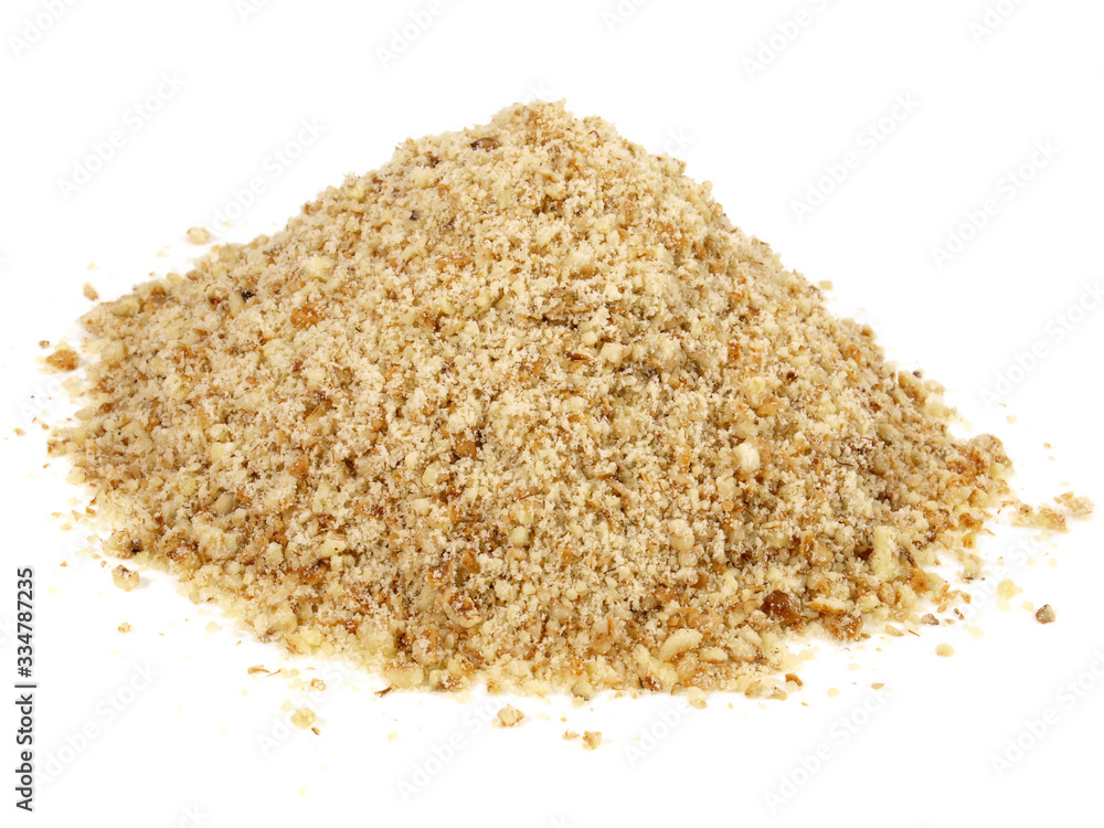 Ground Earth Almonds - Organic Tigernuts on white Background Ground Earth Almonds - Organic Tigernuts on white Background