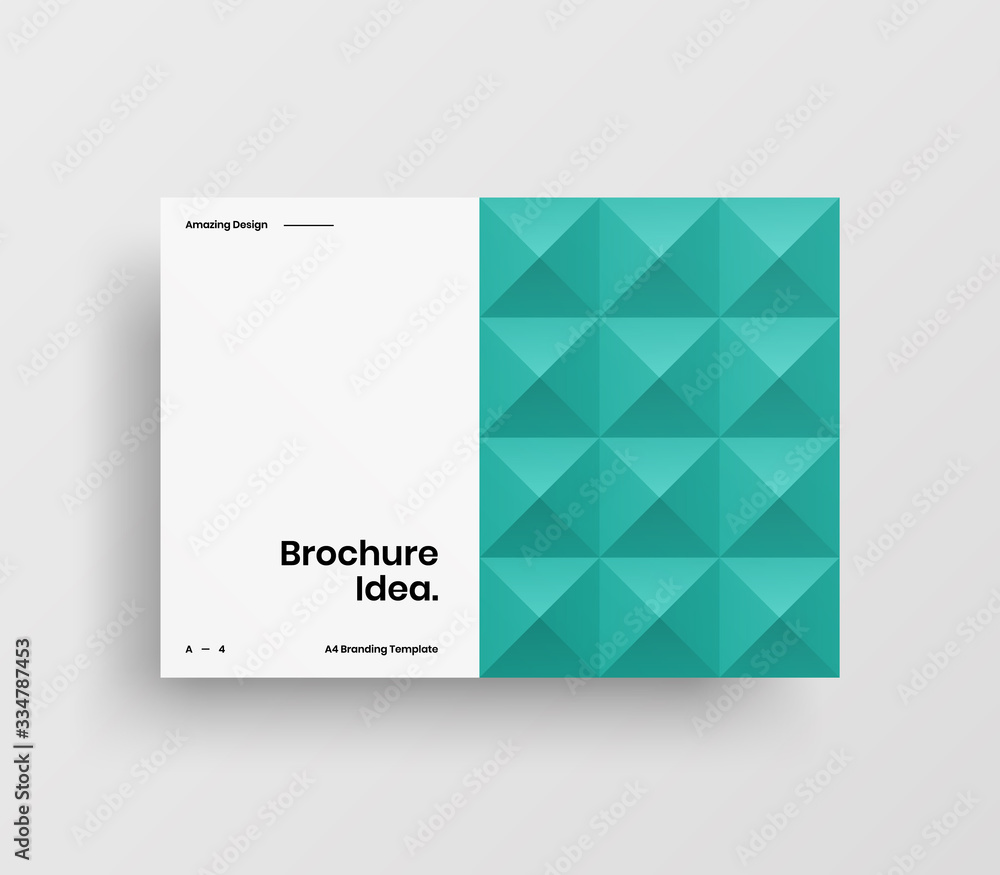 Creative business presentation vector A4 horizontal orientation front page mock up. Modern corporate report cover abstract geometric illustration design layout. Company identity brochure template.