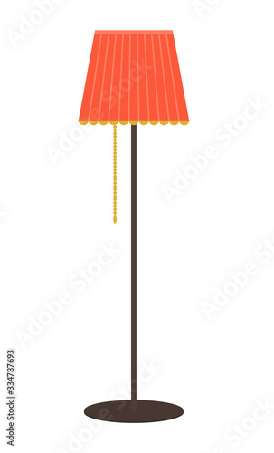 Floor lamp produce lighting from electricity. Set of furniture and decor for apartment or house. Cozy home interior for living or drawing room, object isolated on white vector illustration torchere