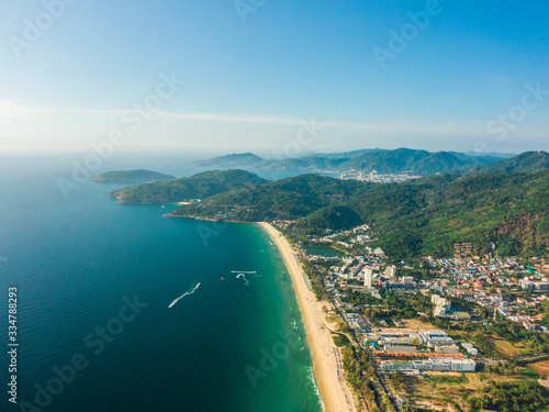 Phuket island view point. Beautiful tropical landscape with city, mountains and sea. © flashmovie