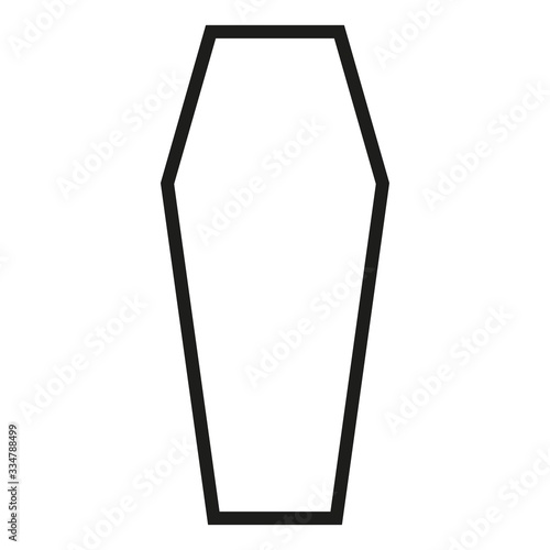Black outline icon classical international coffin a wooden casket. Vector illustration