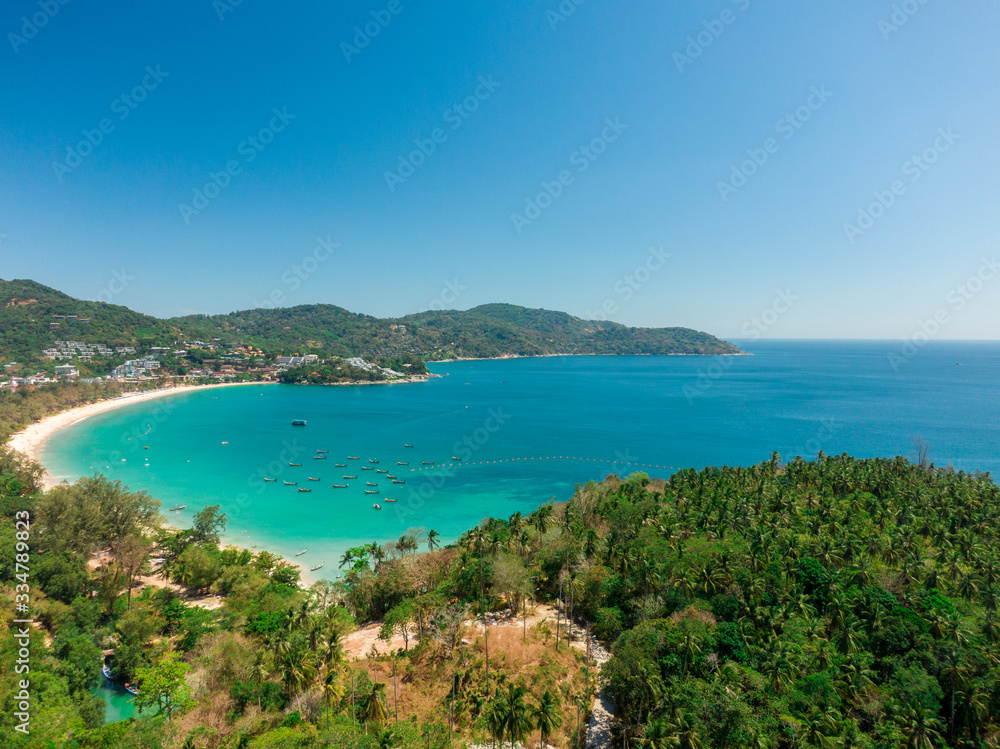 Phuket island view point. Beautiful tropical landscape with city, mountains and sea. Phuket island view point. Beautiful tropical landscape with city, mountains and sea.