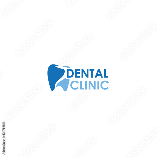 Dental clinic logo, vector abstract tooth on a white background in blue tones. For dental clinic, concept logo icon, visiting card, dentist.