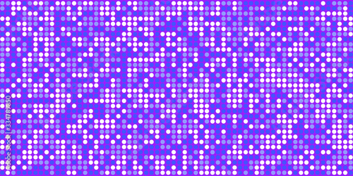 Blue and white circles on purple background. Small circles  as particles evenly to each other. Bright colours. Background for posters, banners, business cards, videos, sites and blogs.