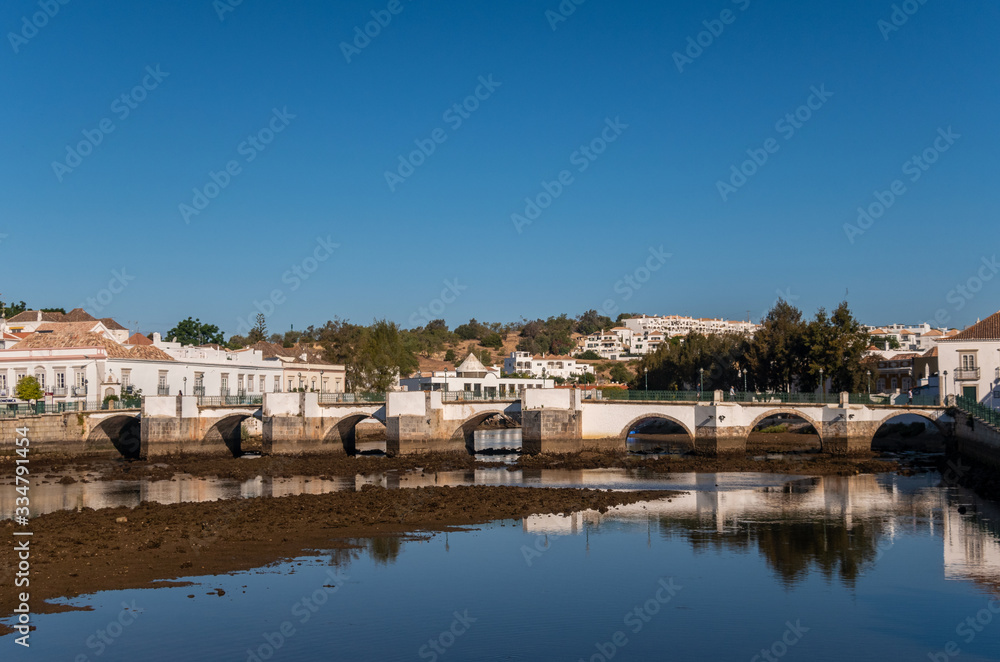 Roman Bridge over the River Gilao in Tavira, Eastern Algarve, Portugal