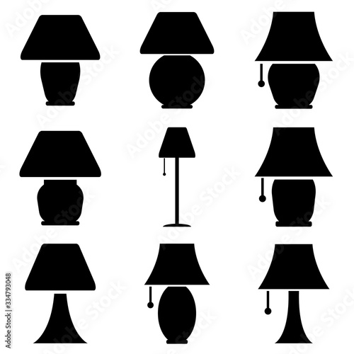 Table lamp icon, logo isolated on white embankment