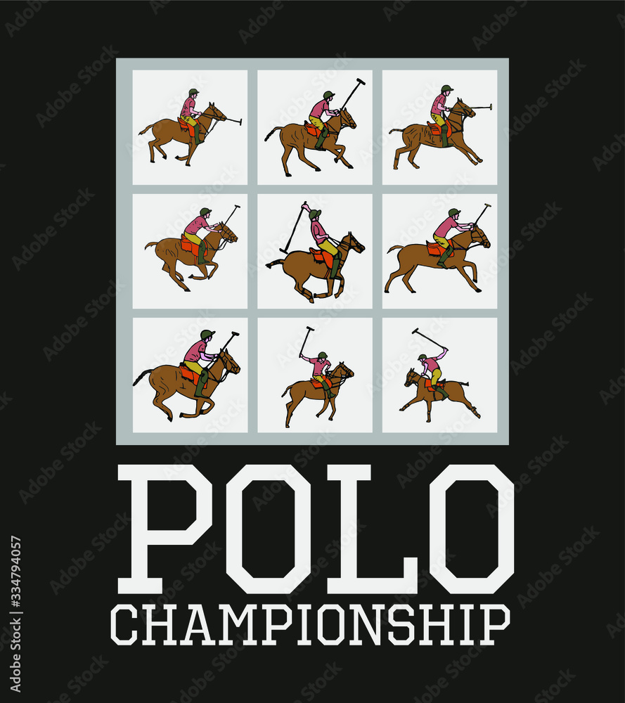 College polo sports graphic design vector art