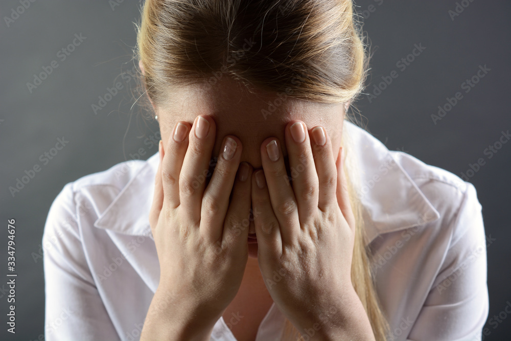 Fototapeta premium Woman is sad and depressed with loneliness, grief and worry