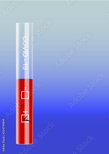Beaker on test code 19, on a blue background with a blank space for text