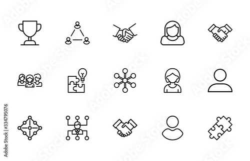 Simple set of leadership icons in trendy line style.