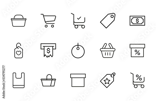 Modern thin line icons set of market.