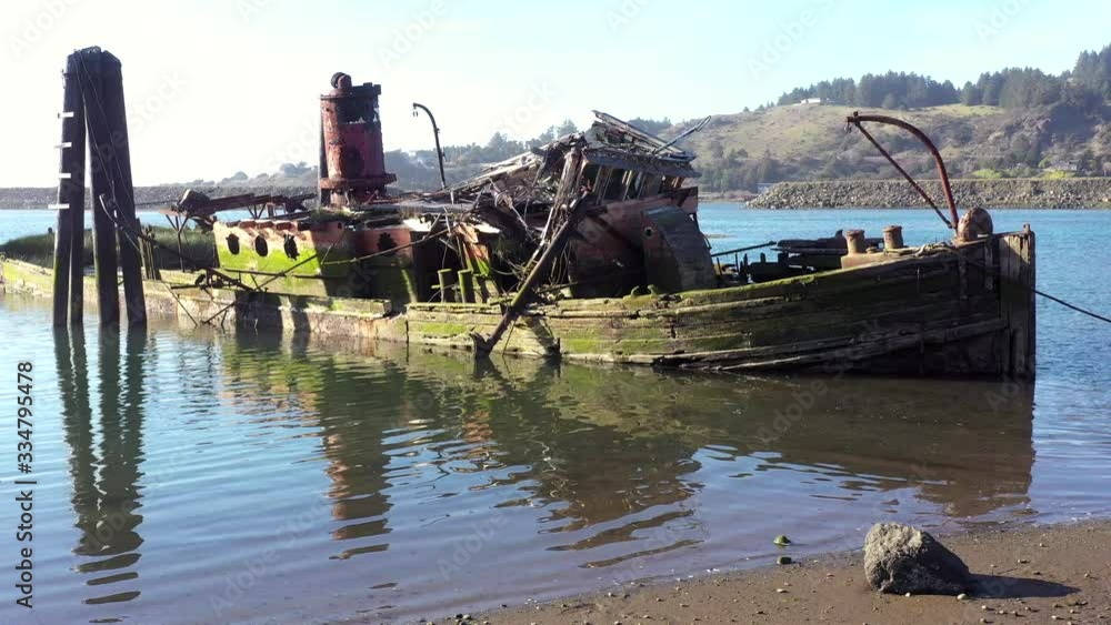 A steamer build in 1881 in Gold Beach now resting in peace in the Rouge River where it sank in 1985 now an important piece of culture and history and a valuable landmark in Gold Beach, Oregon A steamer build in 1881 in Gold Beach now resting in peace in the Rouge River where it sank in 1985 now an important piece of culture and history and a valuable landmark in Gold Beach, Oregon