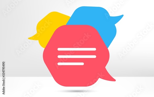 Speech bubble icon. Chat message sign. Talk, speak symbol. Communication balloon template. Support or contact icon. Talking, thinking chat bubble. Thought sign. Colorful dialog elements. Vector
