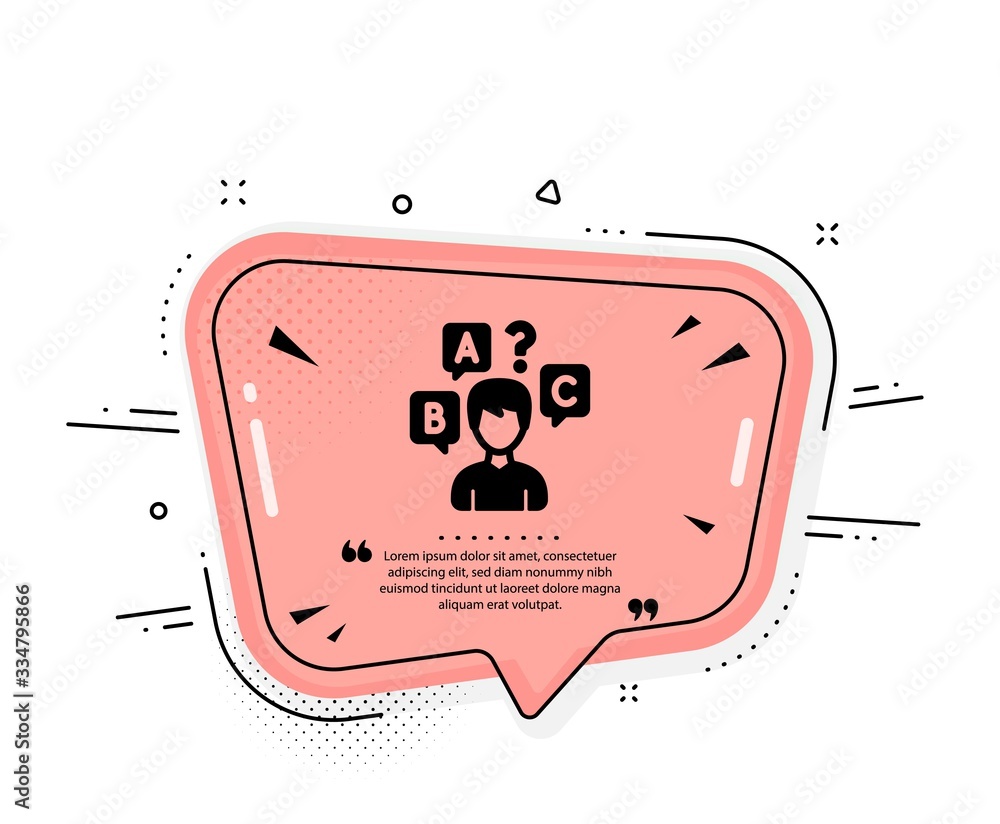 Quiz test icon. Quote speech bubble. Select answer sign. Business interview symbol. Quotation marks. Classic quiz test icon. Vector