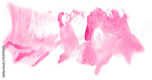 Abstract watercolor background hand-drawn on paper. Volumetric smoke elements. Pink color. For design  web  card  text  decoration  surfaces.