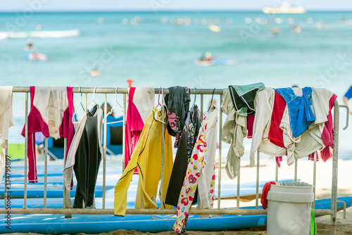 Surf clothing drying in thr sun