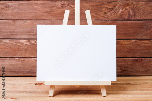 Photo easel on a wooden table