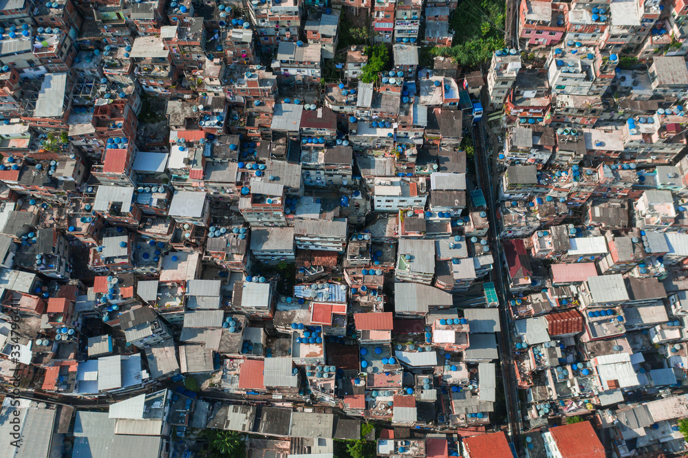 Bird's-eye view of favelas in Rio de Janeiro Brazil Bird's-eye view of favelas in Rio de Janeiro Brazil