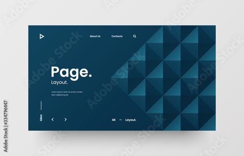 Creative horizontal website screen part for responsive web design project development. Abstract geometric pattern banner layout mock up. Corporate landing page block vector illustration template.