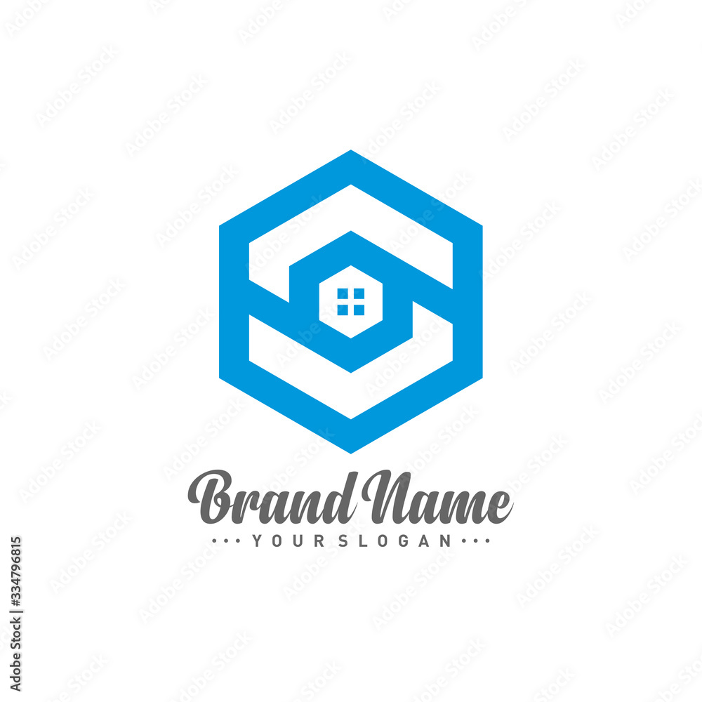 Hexagon with letter S architecture logo template, House logo design concept vector, icon, symbol Hexagon with letter S architecture logo template, House logo design concept vector, icon, symbol