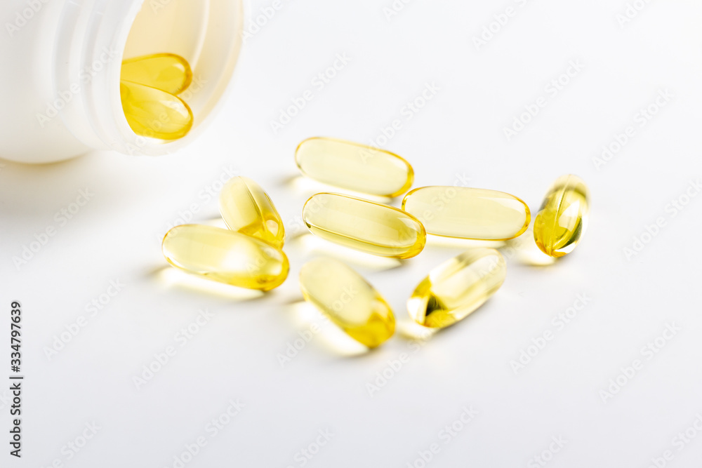 fish oil capsules isolated on white background fish oil capsules isolated on white background