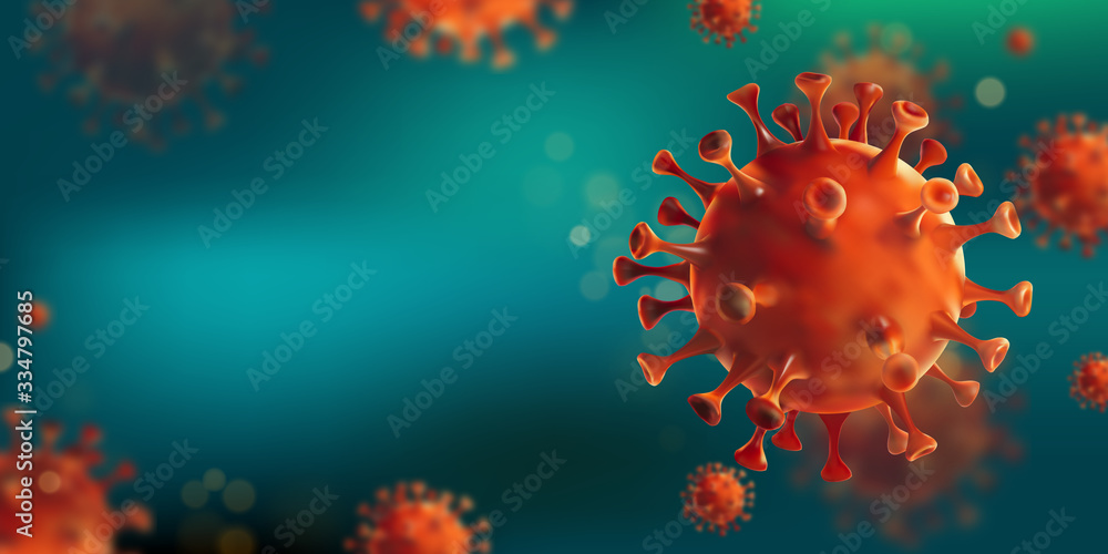 3D Illustration of coronavirus cell background template vector. - obrazy, fototapety, plakaty 