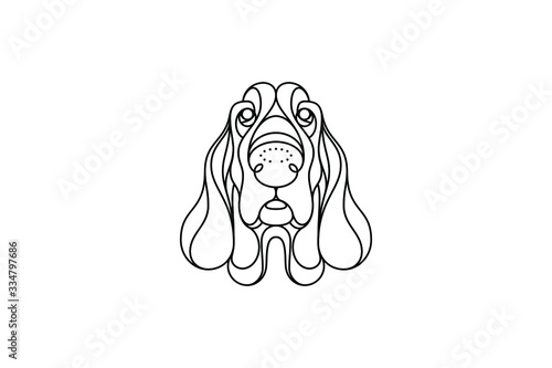 Vector illustration in portrait mode about a Basset Hound dog