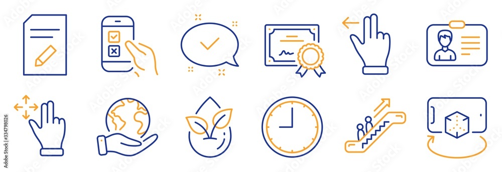 Set of Technology icons, such as Approved, Time. Certificate, save ...