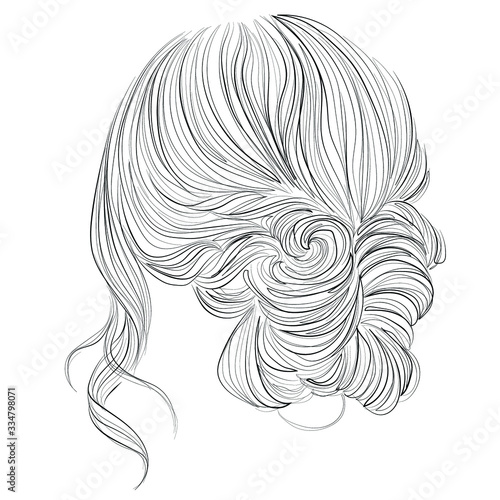 Elegant low twisted bun hairstyle vector illustration