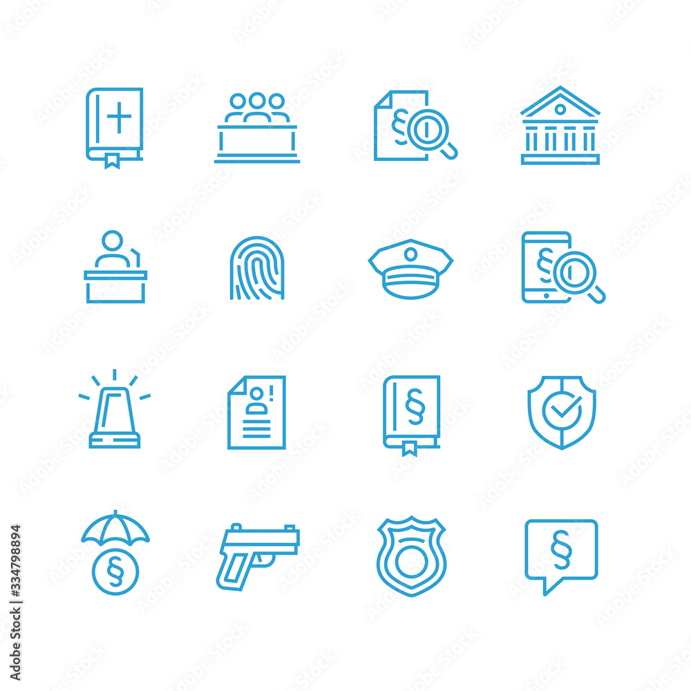 Law and Order Linear Vector Icons Set