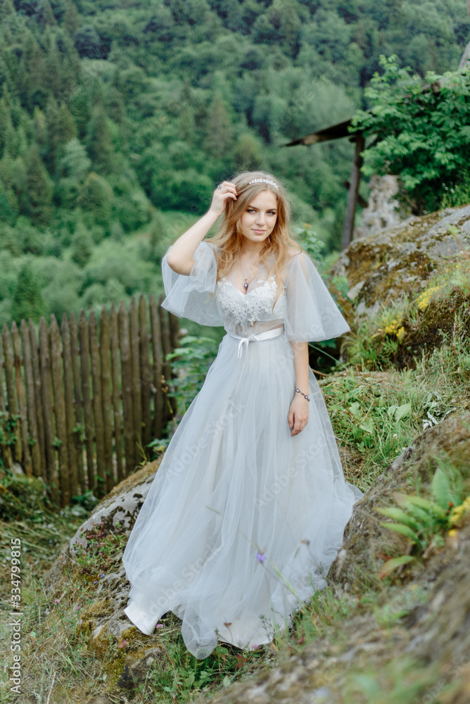Portrait of a bride in the mountains. Portrait of a bride in the mountains.