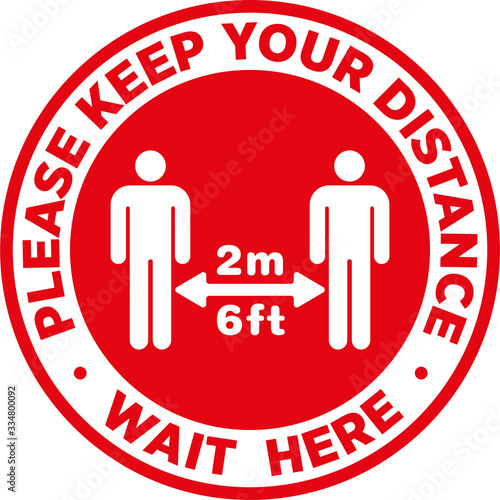 Social Distancing Signage or Floor Sticker for help reduce the risk of catching coronavirus Covid-19. Vector sign.