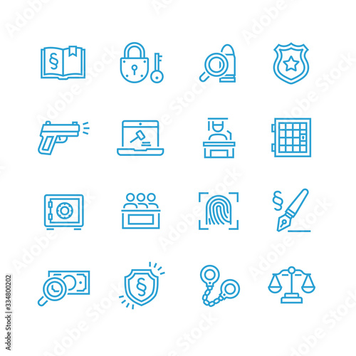 Law and Order Linear Vector Icons Set