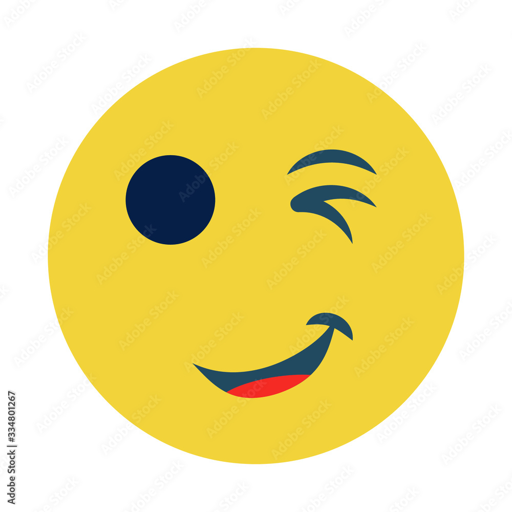 Fototapeta premium Yellow Winky Head Flat Concept, Wink Avatar Vector, facial expression glyph Icon design, Perfect Service Gesture on white background