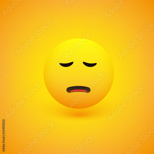 Sad Pensive Face - Emoticon - Vector Design