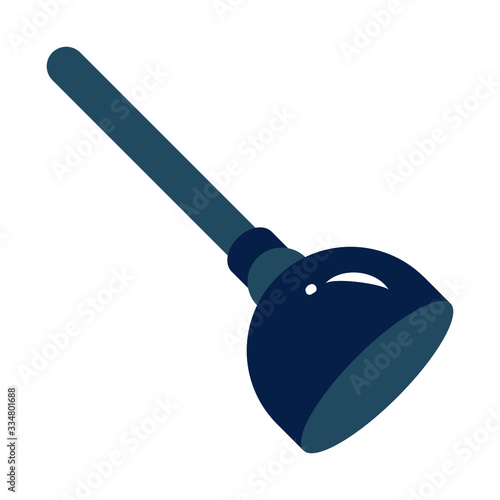 Bathroom Plunger Vector Flat Icon Design, washroom Cleaning Concept, Housekeeping Equipment on white background
