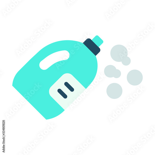 Blue Fabric conditioner Liquid Flat Design, Cationic fabric softeners with Bubble Vector Color Icon Concept, Laundry and Cloth Cleaning Chemical Bottle on white background