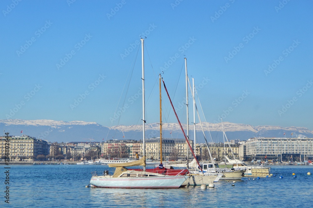 Boats in the stunning Geneva Lake