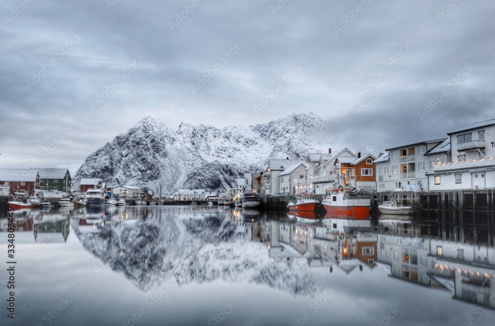 Henningsvaer Port Viewpoint, Lofoten, Norway Henningsvaer Port Viewpoint, Lofoten, Norway