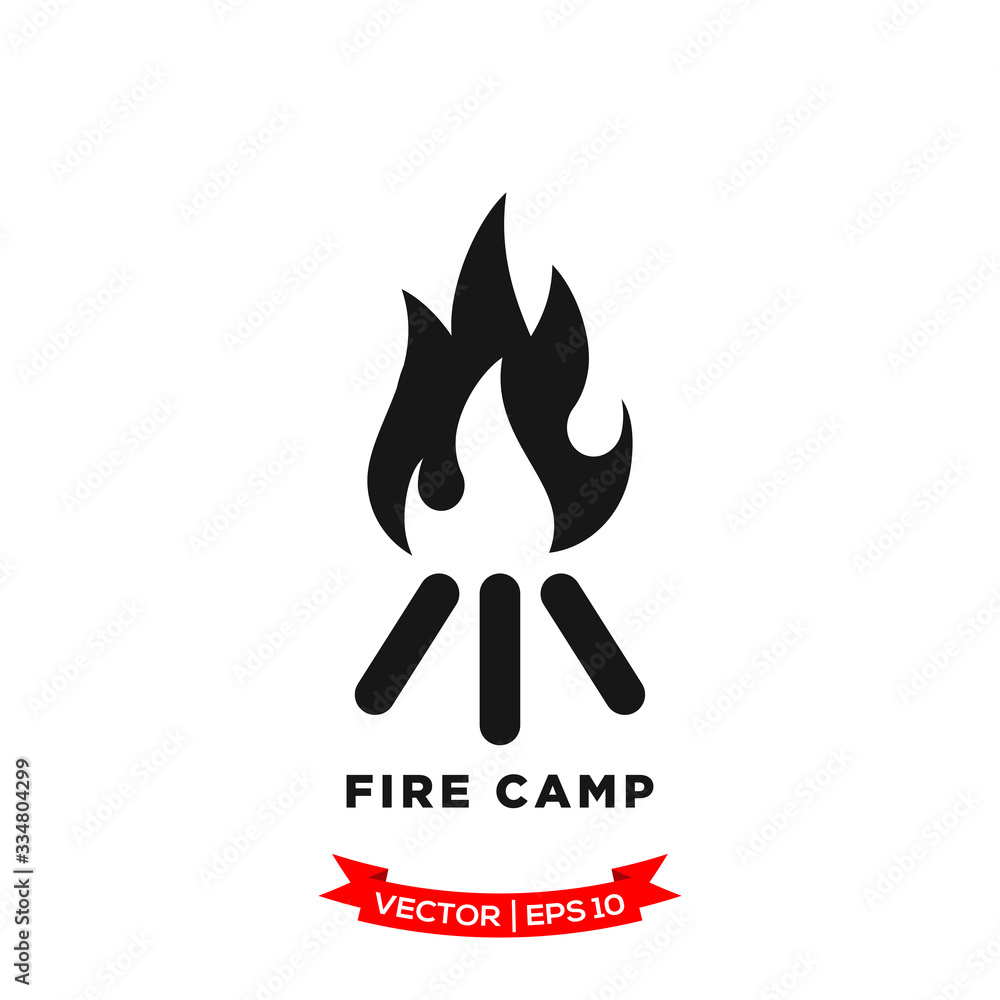 fire camp icon in trendy flat style