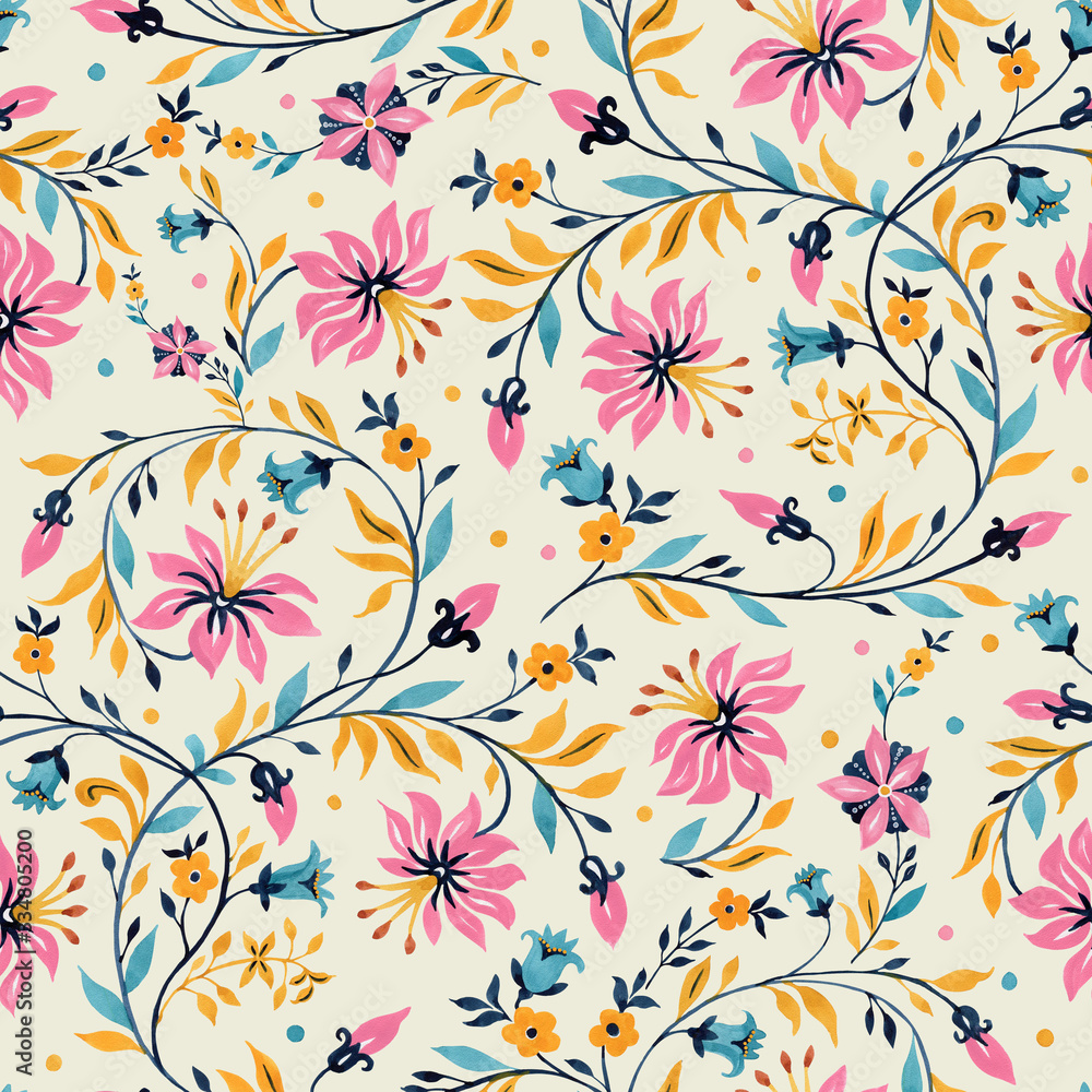 Beautiful floral ornament seamless pattern Beautiful floral ornament seamless pattern