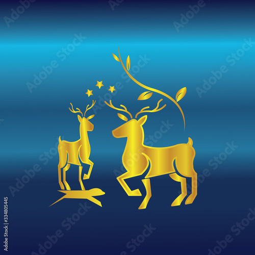 gold deer illustration  background. vector design
